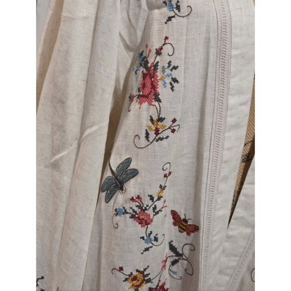 Solitaire Cream Linen Blend Embroidered Floral Butterfly Kimono Cardigan plus 2X - Picture 13 of 13